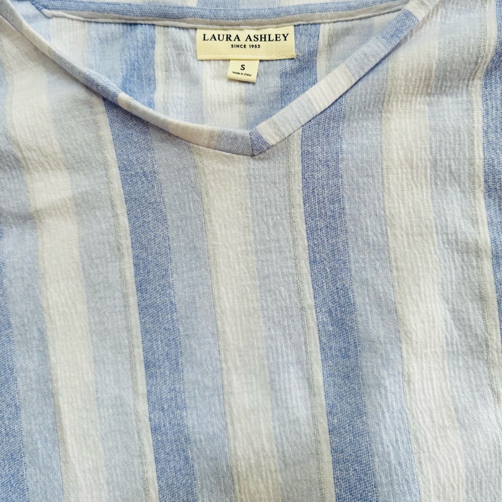 Womens Striped Blue and White Pajama Set - Picture 4 of 5